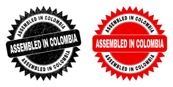 Afgestempeld in COLOMBIA Black Rosette Seal met Distress Texture — Stockvector