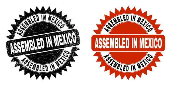 ASSEMBLED IN MEXICO Roseta preta marca d 'água com textura impuro —  Vetores de Stock