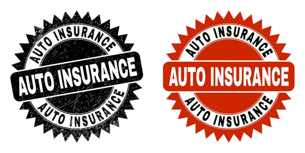 AUTO INSURANCE Black Rosette Watermark with Grunged Style — Stock Vector