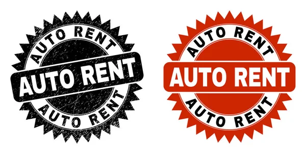 AUTO RENT Black Rosette Vodoznak s korodovaným povrchem — Stockový vektor