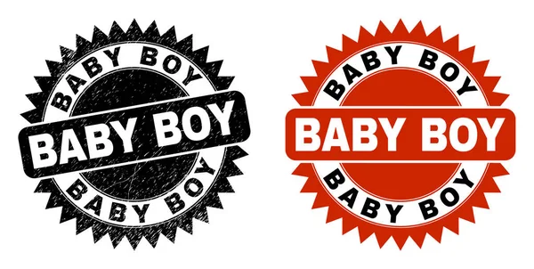 BABY BOY Black Rosette razítko pečeť s Grunged Style — Stockový vektor