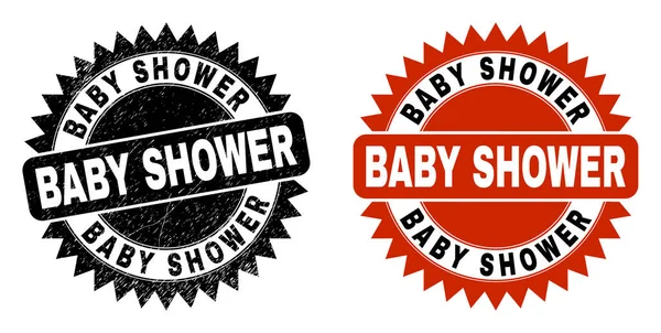 BABY SHOWER Zwarte Rosette Stempel met rubber textuur — Stockvector