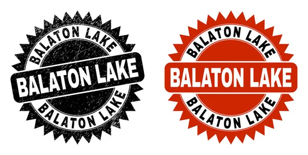Sello de sello de roseta negra BALATON LAKE con superficie corroída — Vector de stock