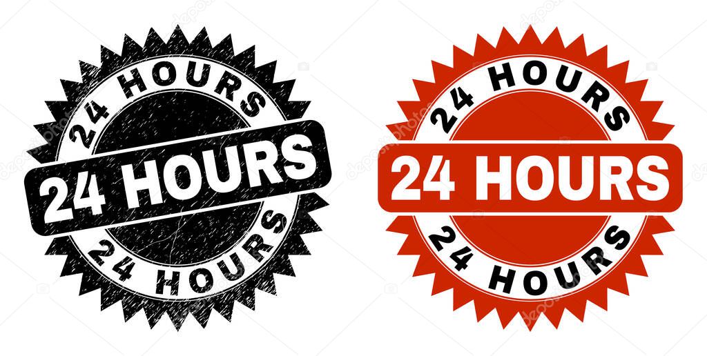 24 HOURS Black Rosette Watermark with Rubber Surface
