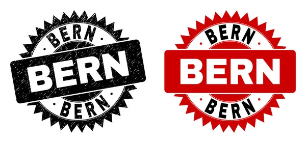 BERN fekete rozettás pecsét korrodált stílusban — Stock Vector