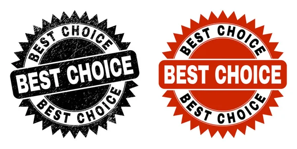 Beste keuze Zwarte Rosette Stempel Seal met Grunge Style — Stockvector