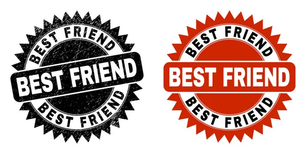 BEST FRIEND Fekete Rosette bélyeg tisztátalan felülettel — Stock Vector