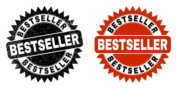 BESTSELLER fekete Rosette bélyeg Grunge stílus — Stock Vector