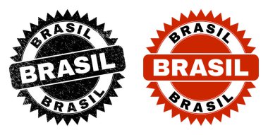 Aşınmış desenli BRASIL Siyah Rosette Mührü