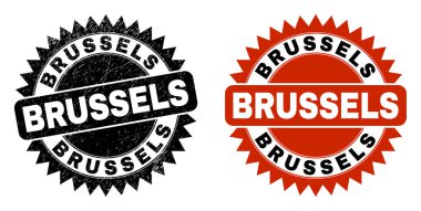 Grunged Surface ile BRÜKSEL Black Rosette Damga Mührü