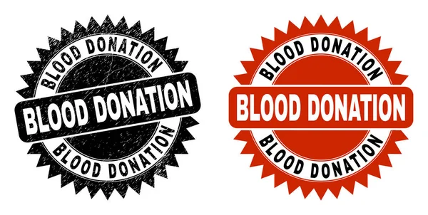 BLOOD DONATION Black Rosette Watermark with Distress Surface - Stok Vektor