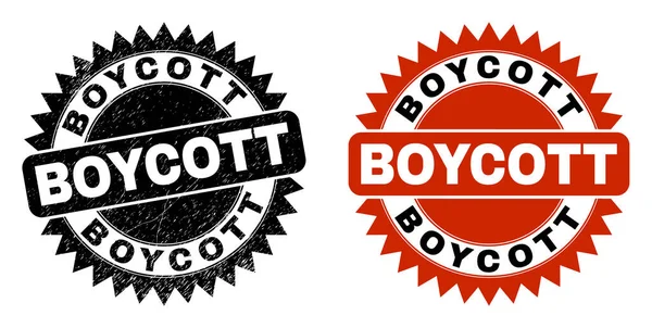 BOYCOTT Fekete rozettás pecsét gumi stílusban — Stock Vector