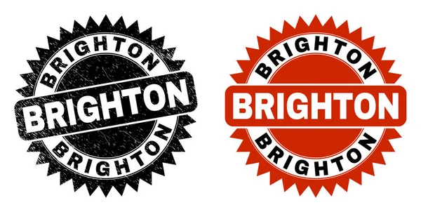 Aşınmış BRIGHTON Black Rosette Mührü — Stok Vektör