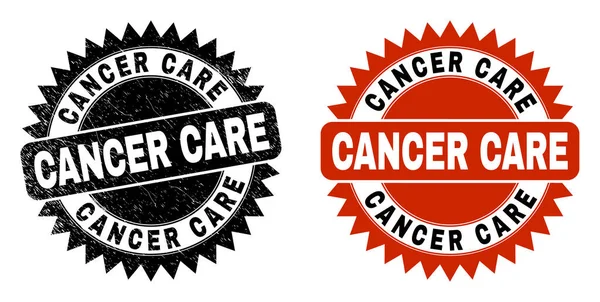 CANCER CARE Black Rosette Stamp with Unclean Texture - Stok Vektor