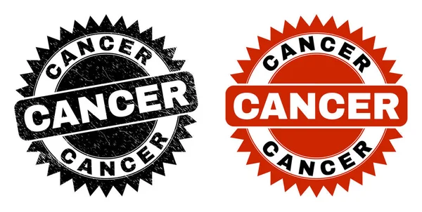 CANCER Black Rosette Stamp dengan Gaya Distress - Stok Vektor