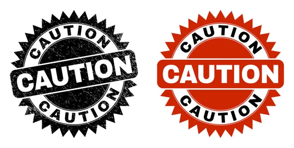 CAUTION Black Rosette Watermark with Grunged Surface - Stok Vektor