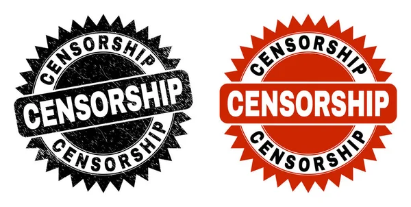 CENSORSHIP Black Rosette Wasserzeichen mit Grunged Style — Stockvektor