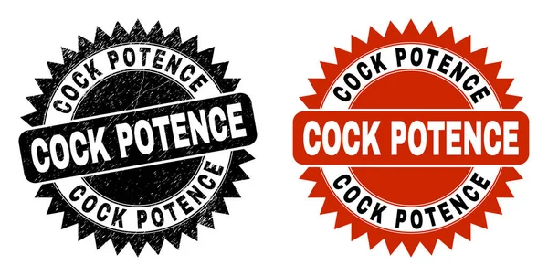 COCK POTENCE Black Rosette Stamp Seal avec texture impure — Image vectorielle