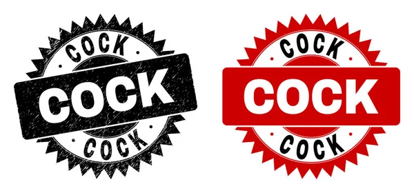 COCK Black Rosette Seal met gescheurd oppervlak — Stockvector