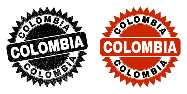 COLOMBIA Black Rosette Stamp Seal with Unclean Texture — стоковий вектор