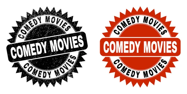 COMEDY MOVIES Black Rosette Seal avec style de détresse — Image vectorielle