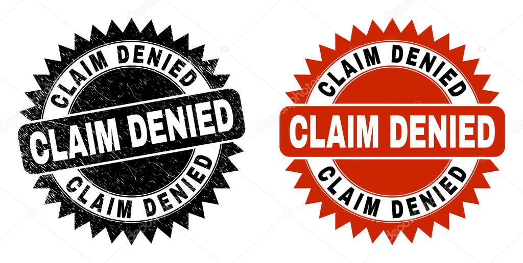CLAIM DENIED Black Rosette Seal with Distress Texture