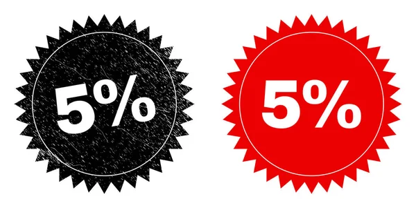5% Black Rosette Seal com estilo de angústia —  Vetores de Stock