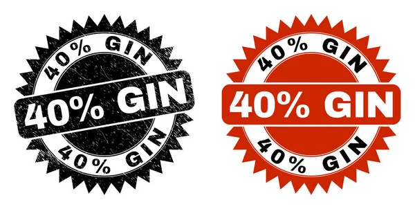 40 por cento GIN Black Rosette Selo com superfície Grunged —  Vetores de Stock