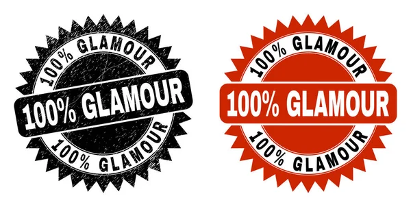 100% GLAMOUR Black Rosette Watermark with Scratched Style — стоковый вектор