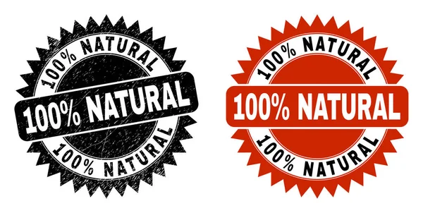 100 percent NATURAL Black Rosette Stamp with Corroded Texture — Stock Vector