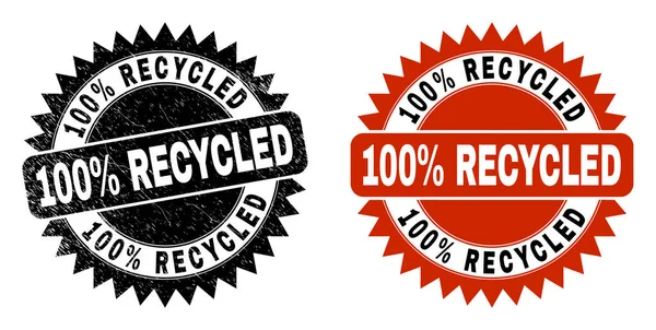 100 percent RECYCLED Black Rosette Watermark with Unclean Texture — Stock Vector