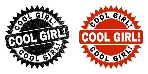 COOL GIRL emocionante Black Rosette Seal com superfície corroída — Vetor de Stock