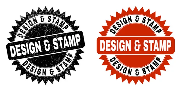 Grunge型黑色玫瑰邮票封印设计及步骤 — 图库矢量图片