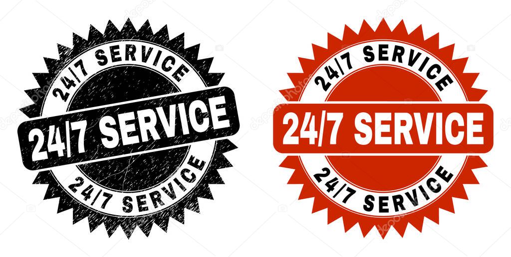 24-7 SERVICE Black Rosette Stamp with Grunge Texture