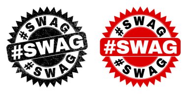 hashtag SWAG Siyah Rosette Tehlike Dokusuna sahip filigran