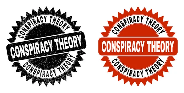 CONSPIRACY THEORY Schwarze Rosette Wasserzeichen mit grunged Stil — Stockvektor