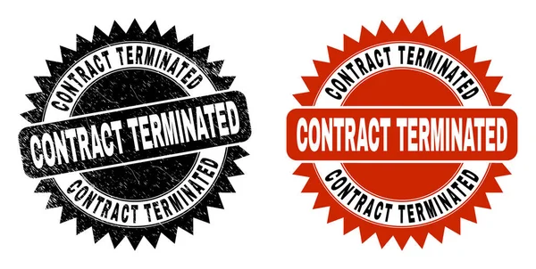 CONTRACT TERMINATED Black Rosette Stamp with Distress Surface — Stock Vector
