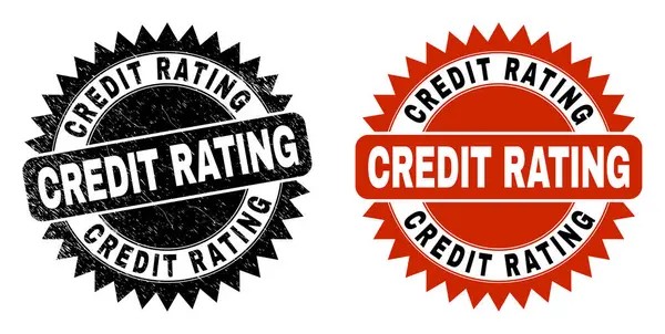 CREDIT RATING Black Rosette Seal con grunge Texture — Vettoriale Stock