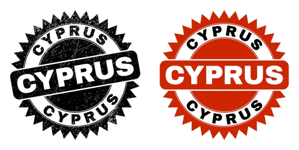 CYPRUS Black Rosette Stamp Seal met onreine textuur — Stockvector