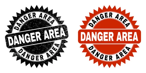 DANGER AREA Black Rosette Seal mit unsauberem Stil — Stockvektor