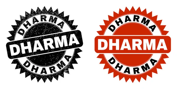 DHARMA具有腐蚀表面的黑色玫瑰印章 — 图库矢量图片