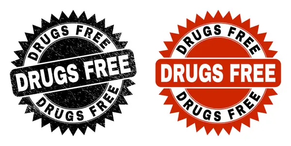 DRUGS FREE Black Rosette Wasserzeichen mit Gummi-Stil — Stockvektor