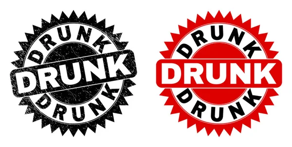 不干净的DRUNK黑色玫瑰邮票 — 图库矢量图片
