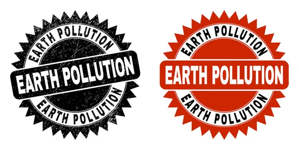 EARTH POLLUTION Black Rosette Stamp with Grunged Style — Stock Vector
