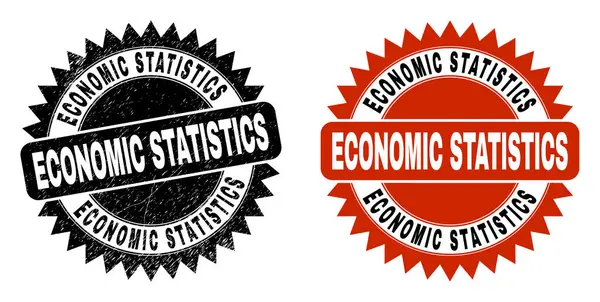 ECONOMIC STATISTICS Black Rosette Seal with Grunged Style — стоковий вектор