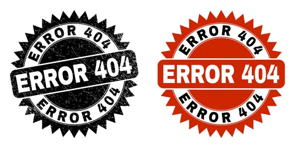 ERROR 404 Svart Rosettfrimärke med repad stil — Stock vektor