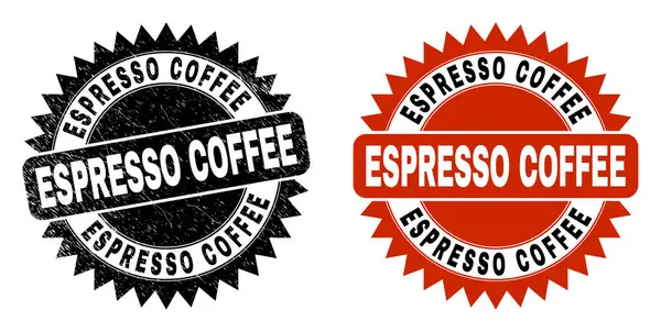 ESPRESSO COFFEE Black Rosette Seal z zadrapaną powierzchnią — Wektor stockowy