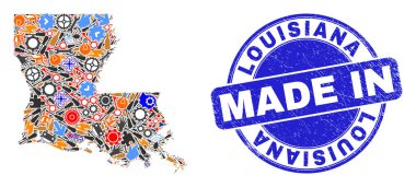 Bileşen Mozaik Louisiana Eyalet Haritası ve Çizik Mühür Yapımı