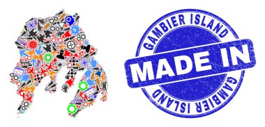 Servis Mozaik Gambier Adası Haritası ve Damgalı Yapım