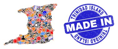 Mühendislik Mozaiği Trinidad Adası Haritası ve Çizik Damgalı Yapım